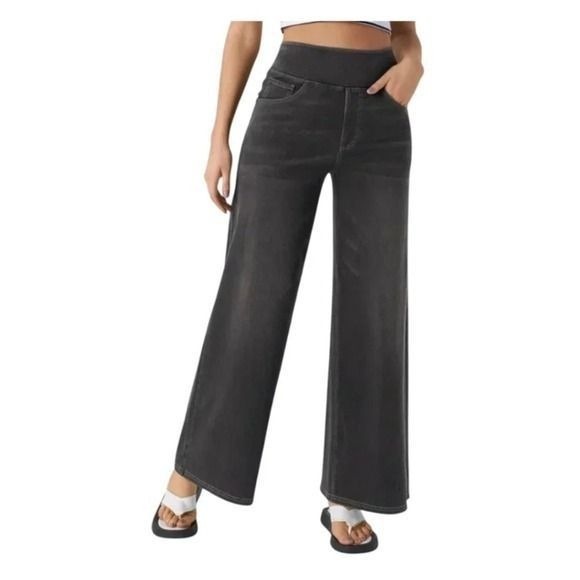 HALARA Denim - Halara Womens Flex High-Waisted Pockets Baggy Wide Leg Jeans Size XL Black